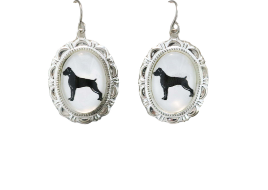 Boxer Dog Earrings Cameo Pierced Handmade Gifts Uncropped Ears