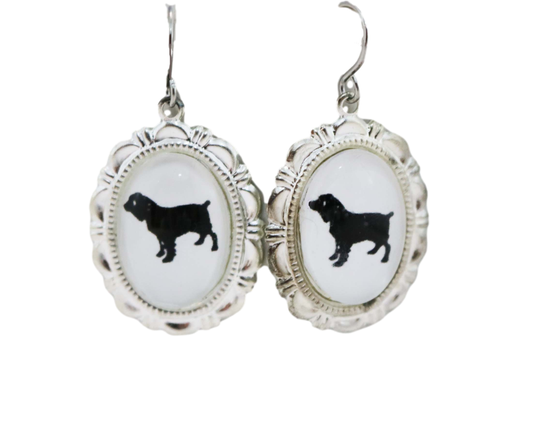 Boykin Spaniel Dog Earrings Cameo Pierced Handmade Gifts