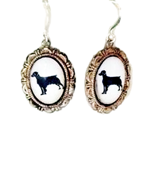 Brittany Spaniel Dog Earrings Cameo Pierced Handmade Gifts