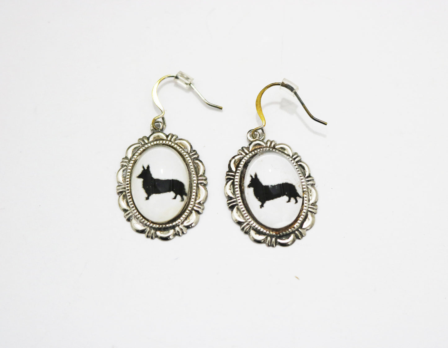 Cardigan Welsh Corgi Dog Earrings Cameo Pierced Handmade Gifts