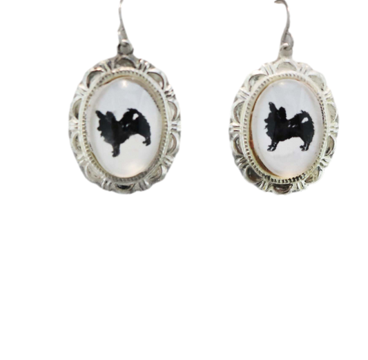 Long Haired Chihuahua Dog Earrings Cameo Pierced Handmade Gifts