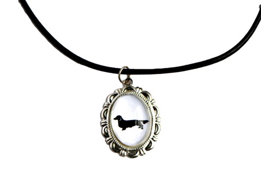 Long Haired Dachshund Cameo Necklace Handmade Gifts