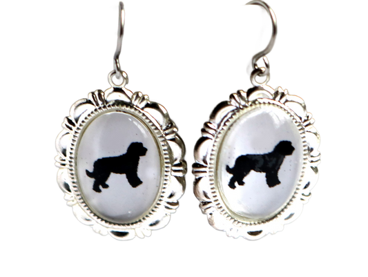 Golden Doodle Dog Earrings Cameo Pierced Handmade Gifts