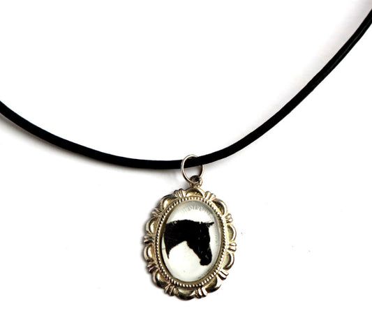 Black Horse Head Cameo Necklace Handmade Gifts