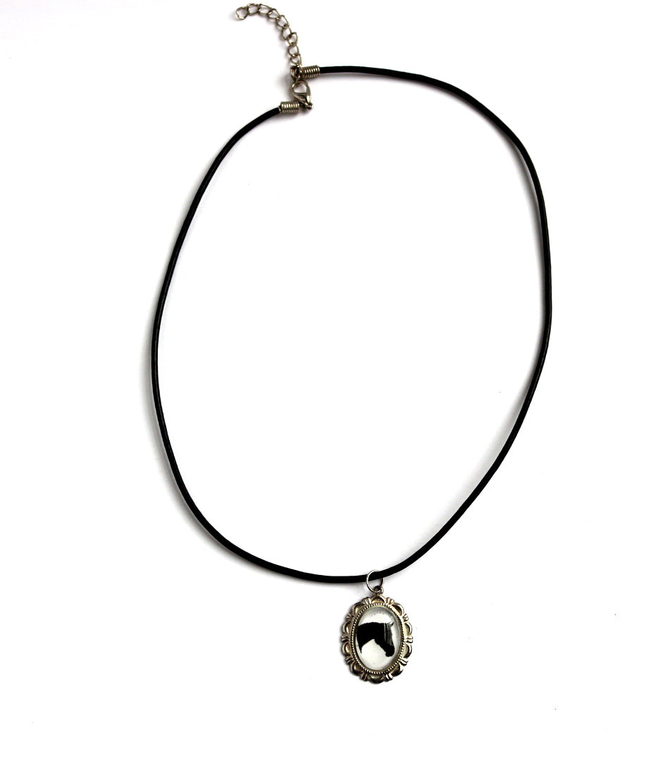 Black Horse Head Cameo Necklace Handmade Gifts