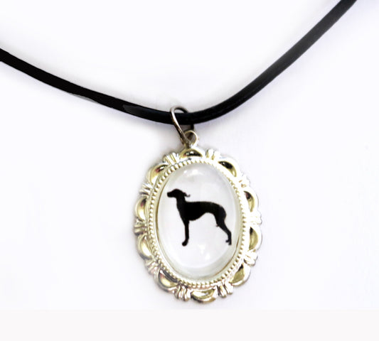 Italian Greyound Dog Cameo Necklace Handmade Gifts