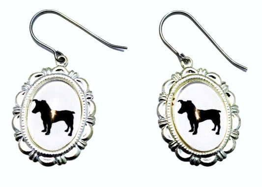 Jack Russell Dog Earrings Cameo Pierced Handmade Gifts