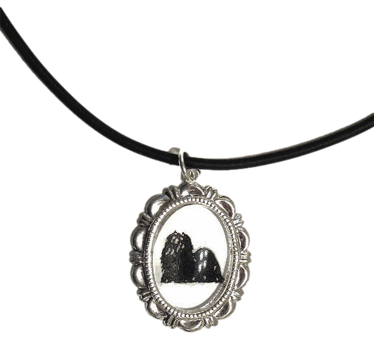 Maltese Dog Cameo Necklace Pierced Handmade Gifts