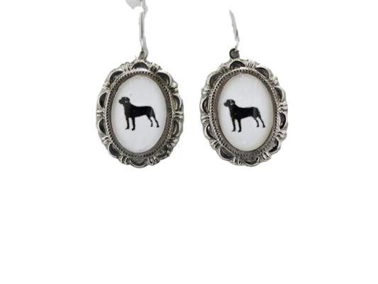 Mastiff Dog Earrings Cameo Pierced Handmade Gifts