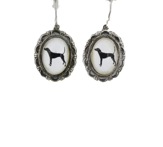Plott Hound Dog Earrings Cameo Pierced Handmade Gifts