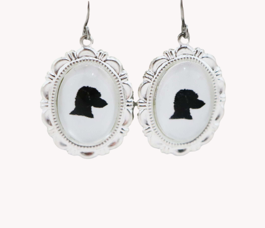 Poodle Head Dog Earrings Cameo Pierced Handmade Gifts