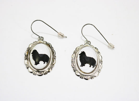 Sheltie Dog Earrings Cameo Pierced Handmade Gifts