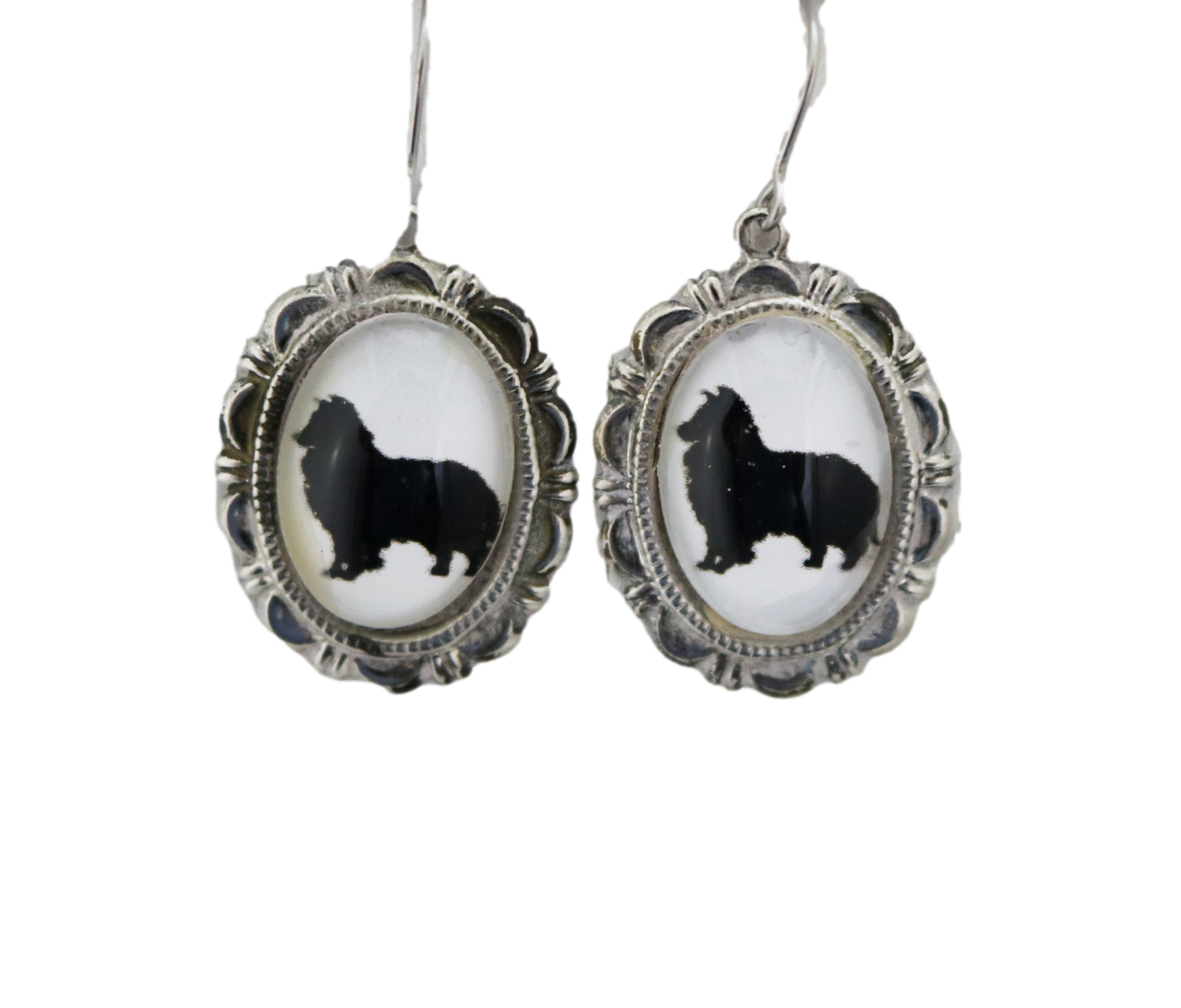 Sheltie Dog Earrings Cameo Pierced Handmade Gifts