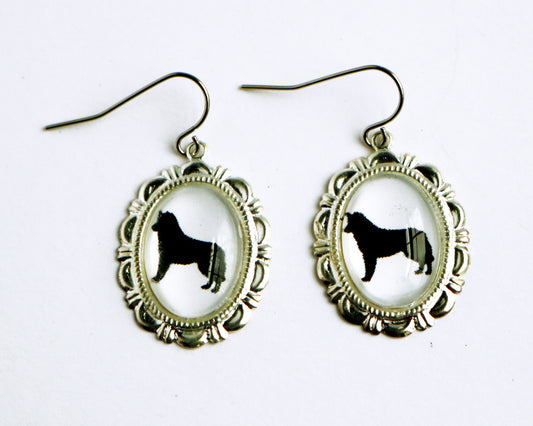 Siberian Husky Dog Earrings Cameo Pierced Handmade Gifts