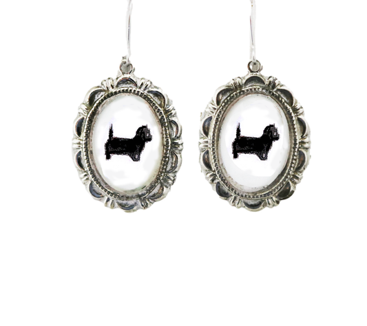 Westie Dog Earrings Cameo Pierced Handmade Gifts