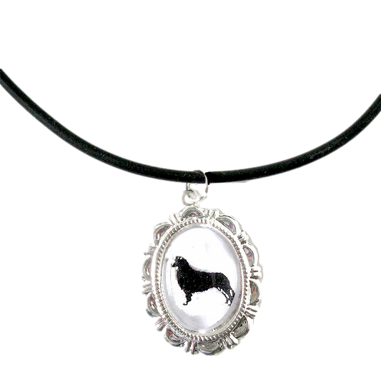 Border Collie Dog Cameo Necklace Handmade Gifts