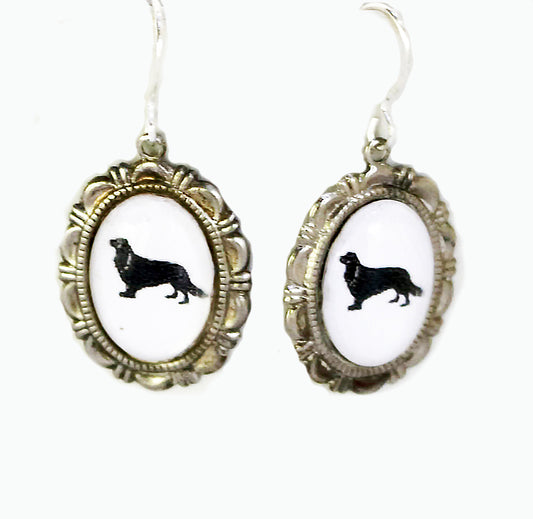 King Charles Spaniel Dog Earrings Cameo Pierced Handmade Gifts