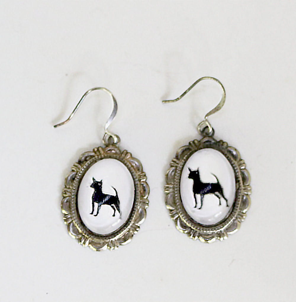 Chihuahua Earrings Cameo Pierced Handmade Gifts