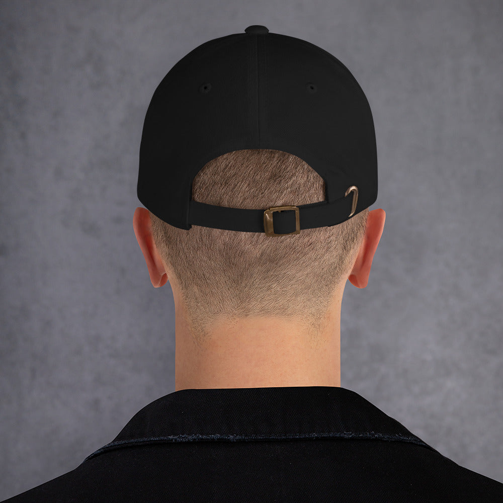 Mixed Breed Dog 1 Long Hair Ball Cap Embroidered White Silhouette