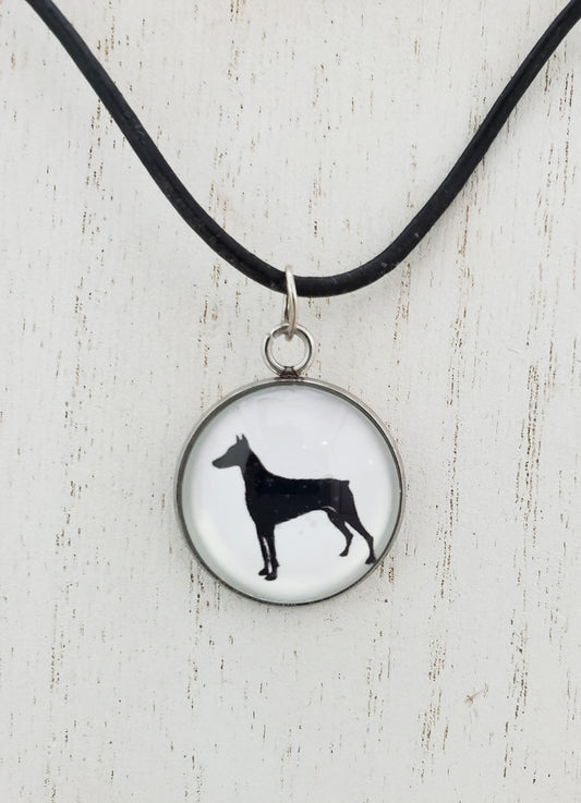 Doberman Pinscher Dog Cameo Necklace Handmade Gifts
