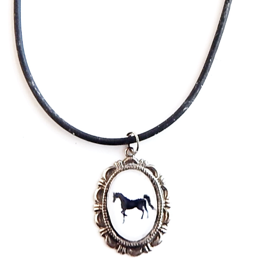 Prancing Horse Cameo Necklace Handmade Gifts