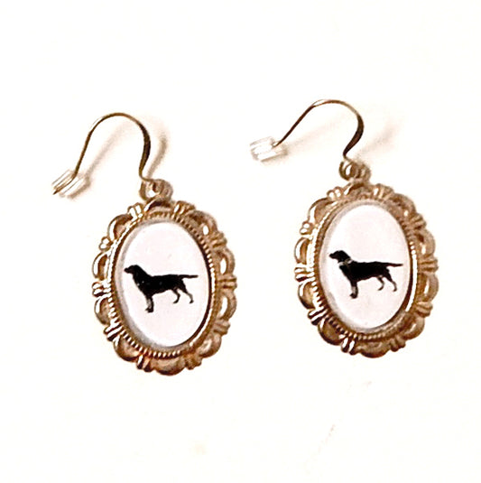 Labrador Retreiver Dog Earrings Cameo Pierced Handmade Gifts