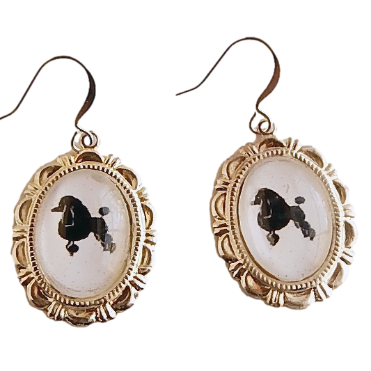 Standard Poodle Dog Earrings Cameo Pierced Handmade Gifts