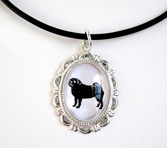 Pug Dog Cameo Necklace Handmade Gifts
