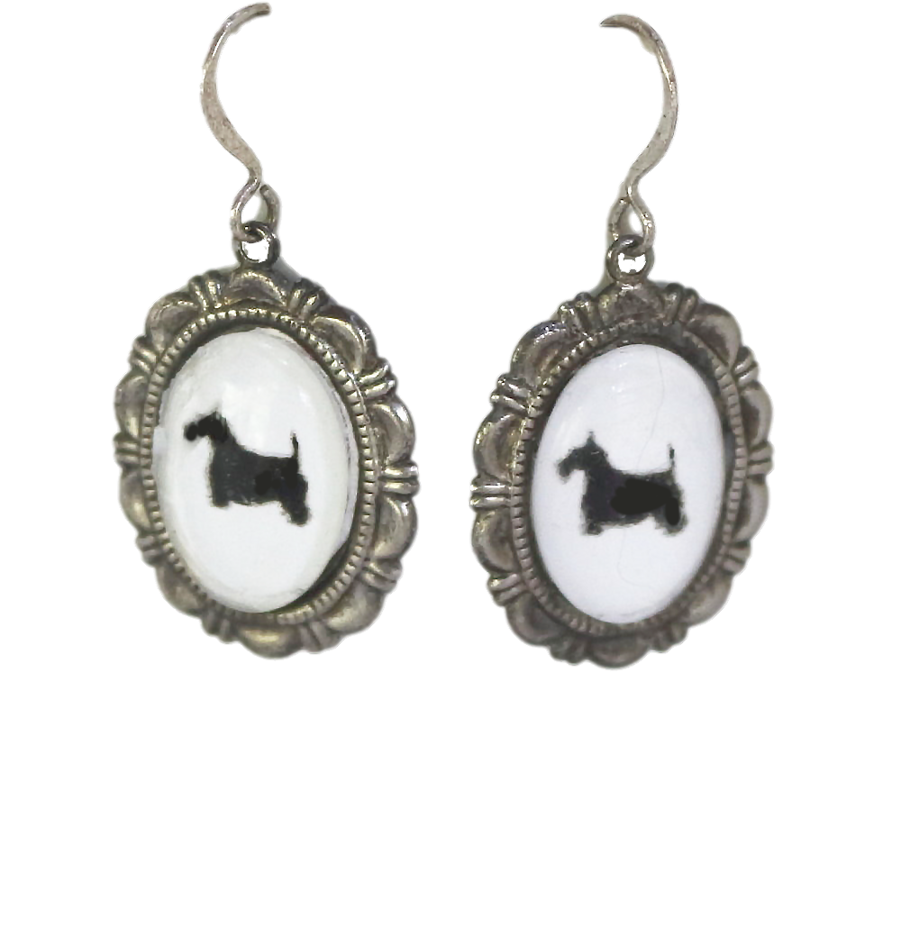 Scottie Dog Earrings Cameo Pierced Handmade Gifts