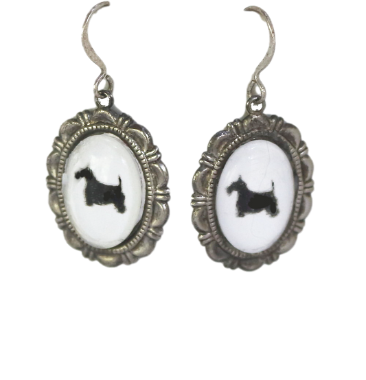 Scottie Dog Earrings Cameo Pierced Handmade Gifts