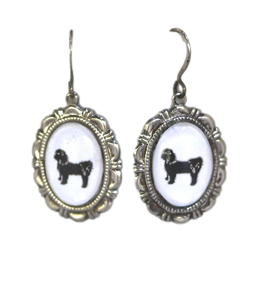 Shih Tzu Dog Earrings Cameo Pierced Handmade Gifts