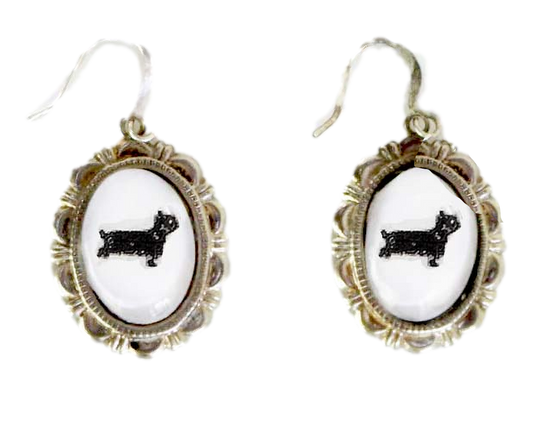 Yorkie Dog Earrings Cameo Pierced Handmade Gifts